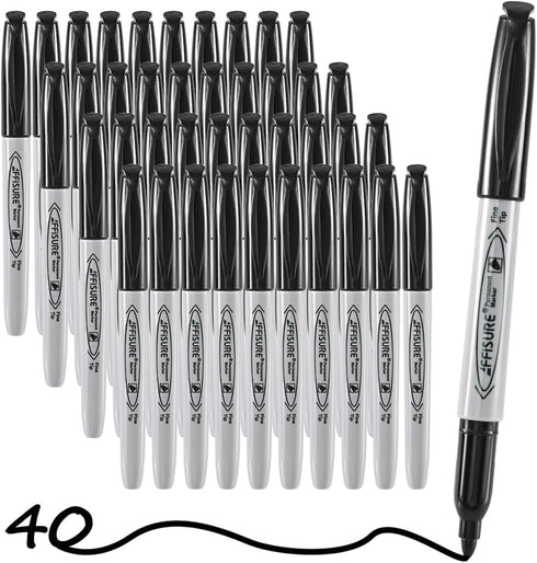 Permanent markers, 40 packs permanent markers bulk, quick drying in one second, waterproof, smooth, not easy to erase, durable, can be marked on g...