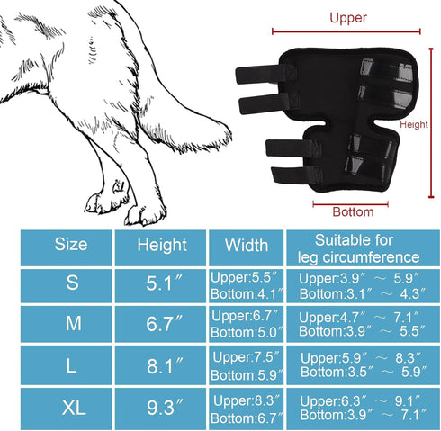 Dog Hind Leg Brace Protects Wounds, Dogs Leg Compression Joint Wrap for Recovery, Pair of Dog Elbow Brace Prevents Injuries, Pet Leg Hock Protecto...