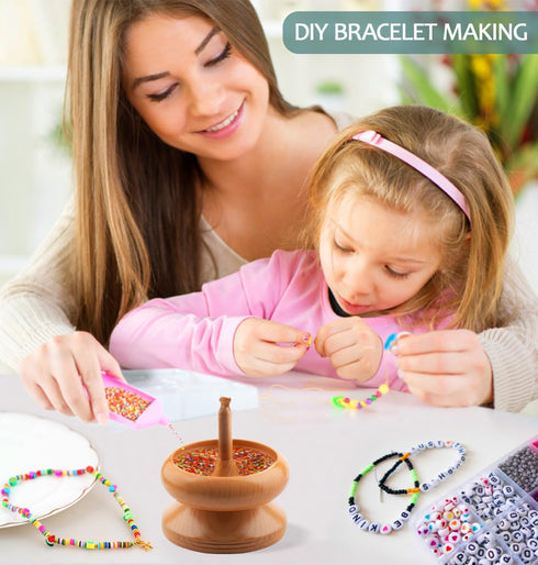 Clay Bead Spinner with Clay Beads and Seed Beads, 2pcs Bead Spinner Needles, 8m Elastic Cord for Jewelry Bracelet Making...