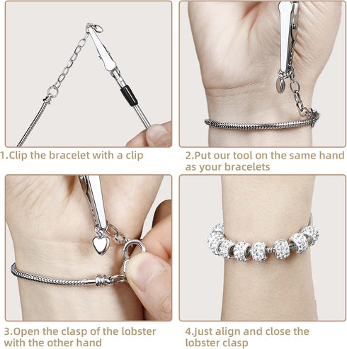 20 Pieces Snake Chain Charm Bracelet with Bracelet Helper Adjustable Snake Charm Bracelet Chains with Heart Lobster Clasp Extender Chain DIY Brace...