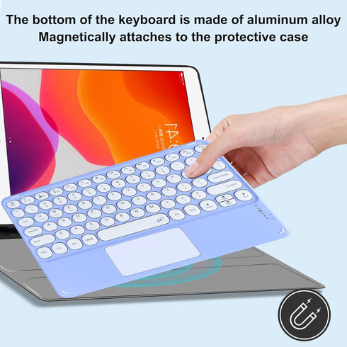 Wireless Keyboard with Touchpad,Ultra-Slim Portable Rechargeable Bluetooth Keyboard,Ipad Keyboard with Trackpad for OS Android Windows Devices(Pur...