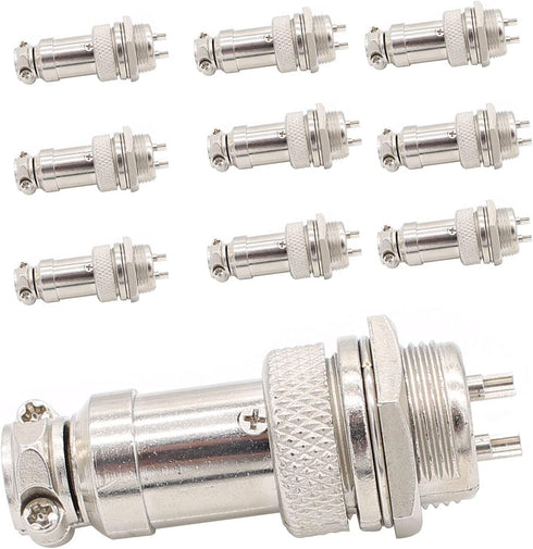 Aviation Plug Connector 10 Pairs Male Female Panel Metal Wire Connector 16mm Socket (2 Pins 10-Pack)......
