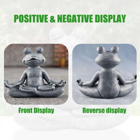 Zen yoga frog meditation frog miniature statue slimming frog fitness frog garden statue frog decoration for lawn & garden decoration (premium gray...