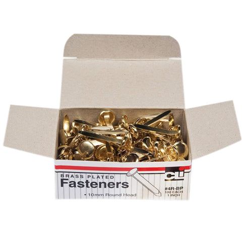 Charles Leonard Fasteners, Round Head, Brass Plated, 1 Inch Shank, 10 mm Head, Box of 100...
