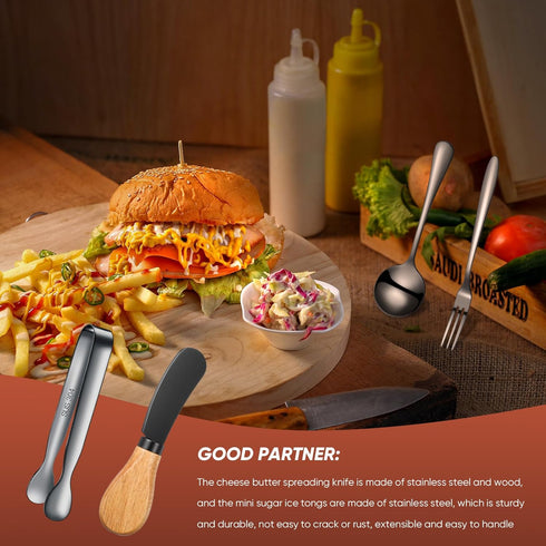 Cheese Butter Spreader Knives Set Charcuterie Accessories Stainless Steel Spreader Knives with Wooden Handles Charcuterie Boards Utensils Mini Ser...