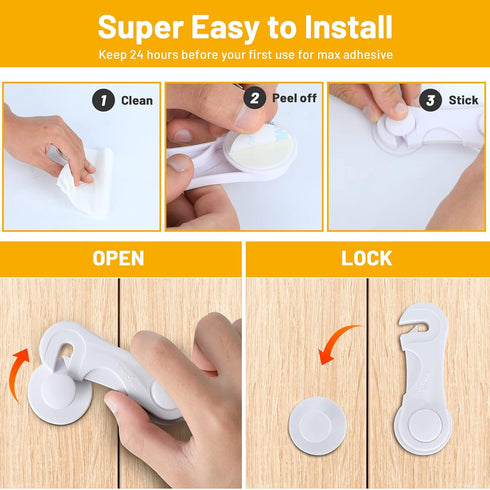 TRILINK Cabinet Locks for Babies 10 Pack, Baby Proofing Baby Safety Locks, Child Locks for Cabinets, Fridge Locks for Kids, Strong Adhesive No Dri...