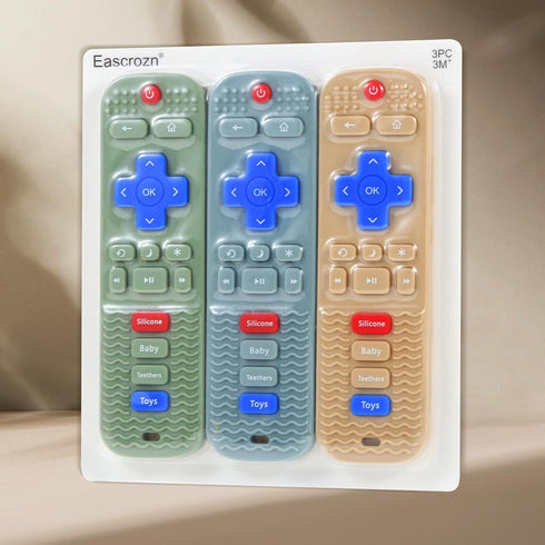3 Pack Baby Teething Toys, Silicone TV Remote Control Shape Teethers for Babies Toddler 0-24 Months Chew Toys, Teething Relief Baby Toys for Infan...