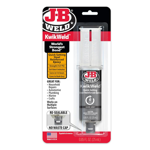 J-B Weld 50176 KwikWeld Steel Reinforced Epoxy Syringe - Dark Grey - 25 ml,Black...