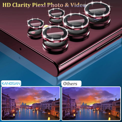 Diamond Series Galaxy S22 Ultra Camera Lens Protector Aluminium Alloy Ring 9H Tempered Glass Anti Scratch Decorative Camera Cover for Samsung Gala...