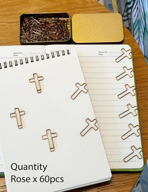 Cross Paper Clips Bookmarks Bible, 60 Pack Bible Paper Clips, (Rose Gold Color) Journaling Paper Clips, Bible Study Supplies, Christian Journaling...