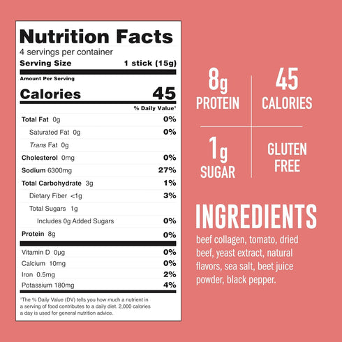 LonoLife Tomato Beef Bone Broth Powder Mix | Grass-Fed, 10g Protein | Collagen-Rich, Keto & Paleo Friendly | Natural Ingredients | 4 Portable Stic...