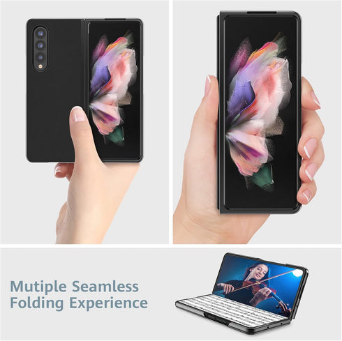 MATEPROX Compatible with Samsung Galaxy Z Fold 3 Case, Slim Thin Lightweight Protective Phone Case with Non-Slip Leather Back Cover with Electropl...