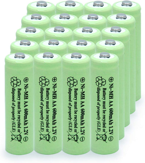 AA Ni-MH 600mAh 1.2V Rechargable Solar Light Batteries for Outdoor Solar Lamps Garden Lights Remotes Mice(20Pcs)...