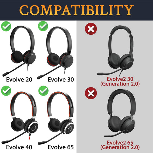 SOULWIT Replacement Ear Pads Cushions for Jabra Evolve 65/40/30/20 Headphones, Earpads for Jabra Evolve 65UC 65MS/ 40UC 40MS/ 30US 30II/ 20SE 20UC...