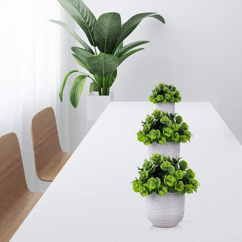 Artificial Lysimachia Plants in Ceramic Planter Cute Fake Succulent Flowers Potted for Home Office Table Desk Decor Living Room Bathroom Bedroom S...