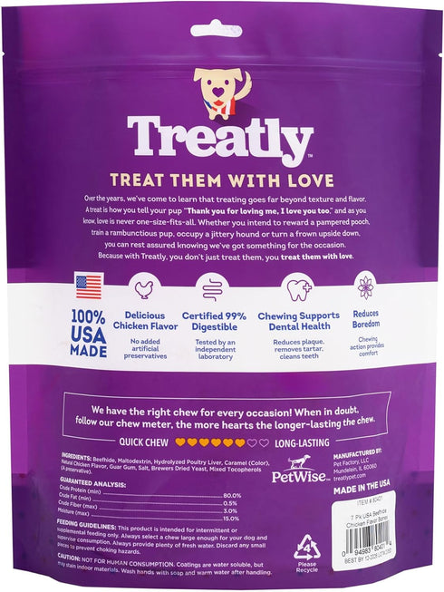 USA Beefhide Bones 5-6" Dog Chew Treats - Chicken Flavor, 7 Count/1 Pack...