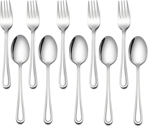 LIANYU 10-Piece Children Silverware Set, Kids Forks and Spoons Silverware Set, Stainless Steel Toddler Utensils Flatware Set, Child Cutlery Set fo...