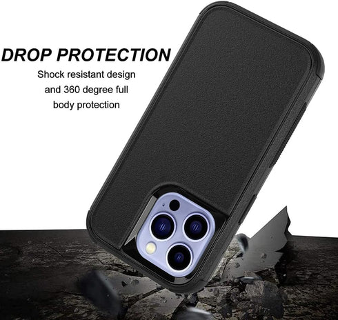 for iPhone 14 Pro Max Case, Heavy Duty Protective Phone Case with Glass Screen Protector + Camera Lens Protector, Shockproof Dropproof Cover for A...