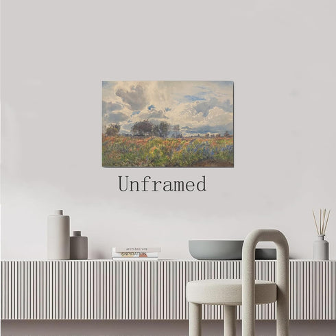 SHDOWARTH Vintage Landscape Canvas Wall Art Country Wildflower Posters Field landscape painting Country Field Wall Art for Bedroom Living Room Bat...