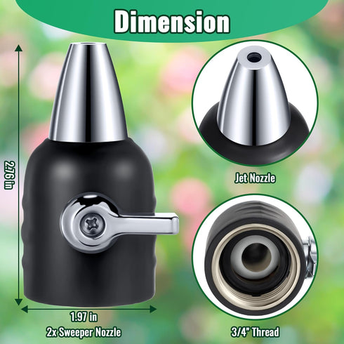 Feekoon Jet Nozzle with Shut Off, 3/4" GHT Sweeper Garden Hose End Zinc Nozzle with Shut Off Valve, Water Hose Sprayer Jet Nozzle for Garden Water...