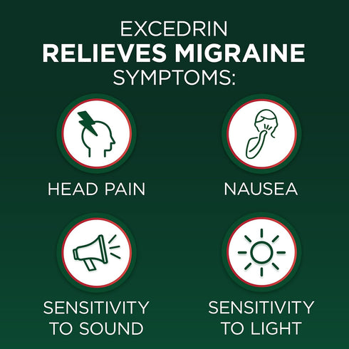 Excedrin Migraine Relief Caplets for Migraine Symptoms, Acetaminophen 250mg, Aspirin 250mg, Caffeine 65mg, Pain Reliever, 200 count...