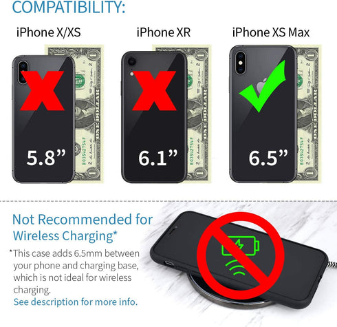 Dockem Silicone Wallet Case for iPhone Xs Max (6.5"): Protective Card Case with Built-in Metal Plate for Magnetic Mounting & 2 Credit Card Holder ...