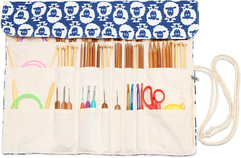 Teamoy Knitting Needles Holder Case(up to 14 Inches), Rolling Organizer for Straight and Circular Knitting Needles, Crochet Hooks and Accessories,...