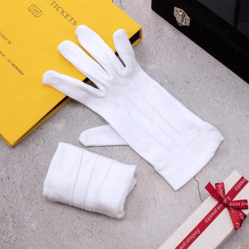 SATINIOR 10 Pairs White Cotton Marching Gloves Formal Tuxedo Guard Parade Gloves...