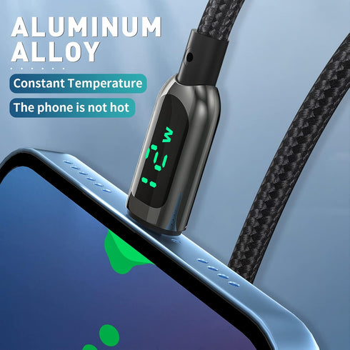 AICase iPhone Charger Cable, 6.4ft Nylon Braided Charging Syncing Cord with LED Display Compatible with iPhone 13 13 Pro 12 Pro Max 12 11 X XS XR ...