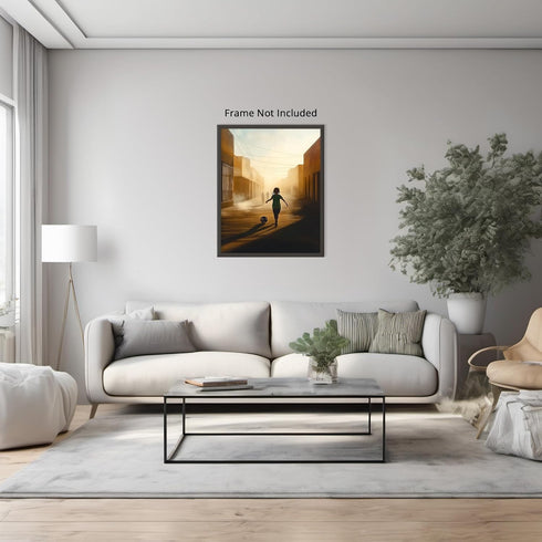 Posterizer 1 pcs-kids playing football on a dusty street-soccer poster-Sports & Hobby Art Gifts for sports fans Decor for Home & Office- unframed ...