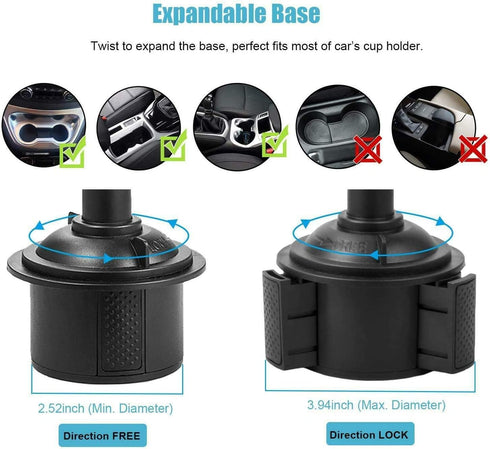 Cup Holder Phone Mount, Black, Fits 4.3 in Wide Phones...