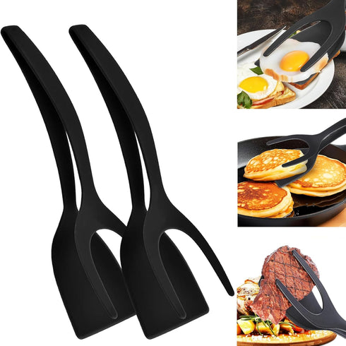 Egg Flipper Spatula Tongs - 2 in 1 Grip and Flip Spatula, Egg Flipper Spatula for Kitchen Use, Multi-purpose Non-Stick Kitchen Gadgets for Pancake...