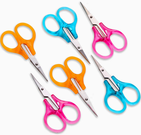 Detail Craft Scissors Set Stainless Steel Scissors Straight Tip Scissors Curved Tip Scissors with Protective Cover for Facial Hair Trimming, Sewin...