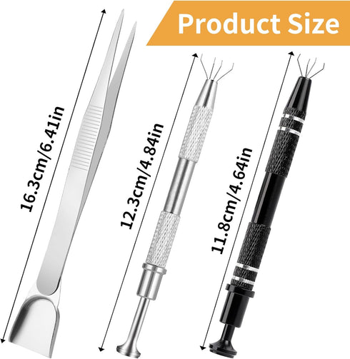3Pcs Grabber Tool Holder Set Jeweler's Pick Up Sprinkle Pen Piercing Ball with Prongs Diamond Claw Jewelry Tweezers 4 Claw Precision Stainless Ste...