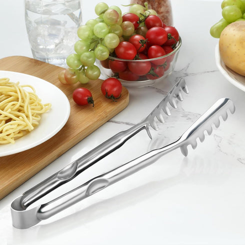 Pleafind Spaghetti Spoon and Spaghetti Tong 2-Piece Set, 13-Inch Non-Stick Spaghetti Fork and 9-Inch Kitchen Tong, Easy Storage and Cleanup, Ergon...
