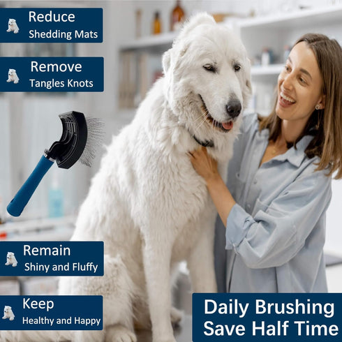 Dog Slicker Brush for Goldendoodle, Labradoodle & All Doodle Mix, Long Pin Dog Brush for Long Haired Dogs, Tailored for Poodles & Doodles, Golden ...