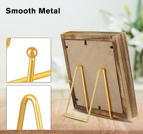 4 Pack Plate Stands for Display, 4 Inch Gold Plate Stands for Display, Metal Square Wire Easel Stand, Plate Holder Display Stands, Picture Frame S...