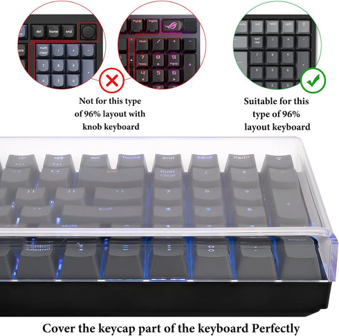 Geekria 90%-96% Keyboard Dust Cover, Clear Acrylic Keypads Cover for 100 Keys Computer Mechanical Wireless Keyboard, Compatible with Keychron K4 W...