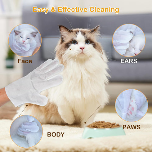 Pet Grooming Glove - Gentle Deshedding Brush Glove, Pet Bathing Wipes - Enhanced Five Finger Design - Daily Care and Traveling - Perfect for Dog &...
