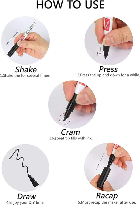 Fine Paint Marker for Rock Painting-Stone, Ceramic, Metal, Glass, Wood,Set of 6 Paint Pens High Volume Ink High Volume Ink for DIY Craft (Black)...