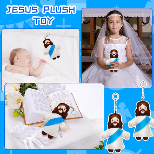 Shappy Mini Jesus Plush Toy Little Jesus Figures Keychain Stuffed Jesus Plush Doll Christian Figure Bulk Religious Stuffed Toys Gifts for First Co...