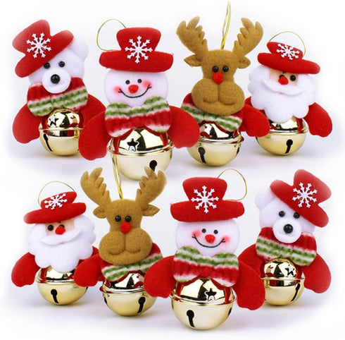 Christmas Bells Decorations for Home, 8 Pcs Set Christmas Tree Ornaments, Snowman/Old Man/Bear/elk...