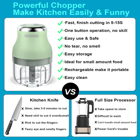 Electric Garlic Chopper, 250ML Mini Portable Veggie Chopper, Garlic Grinder Masher Onion Chopper, Blender to Vegetable, Wireless Food Processor fo...