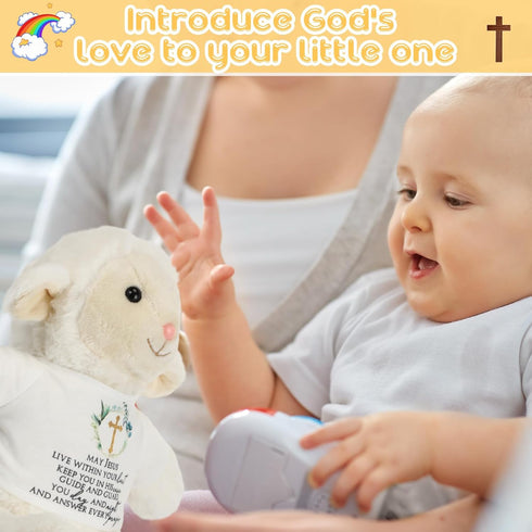 10 Inch Baptism Gifts for Girls Boys Baby Praying Lamb Dolls with Clothing Christening Dedication Gift Soft Lamb Stuffed Animal Religious Gifts fo...