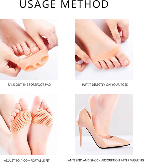 7Pairs Metatarsal Pads,Ball of Foot Cushions Reusable Breathable and Soft Gel Forefoot Pads Foot Sleeve Pad,Mortons Neuroma,Relief Pain and Preven...