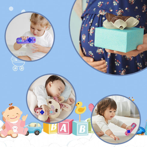 3 Pack Baby Teether Toys - TV Remote Control Shape Silicone Toddler Teething Toys for Babies 6-12 Months (Pink&Khaki&Purple)...