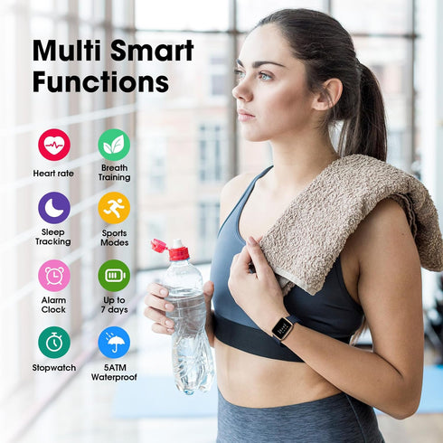 Fitness Tracker Watch with Heart Rate Monitor, Activity Tracker with Pedometer, Sleep Monitor, Calories & Step Counter, 5ATM Waterproof Smart Watc...