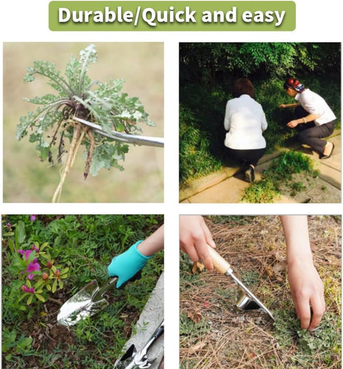 Hailkole Weeding Tool V-Shaped Forks,Stainless Steel Weed Puller Tool with Metal Leverage Base to Easy Weed Removal & Deeper Root Digging,Manual H...