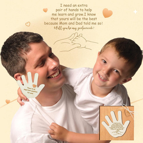 2 Pcs Will You Be My Godparent Gifts Godparent Proposal Gift Set with Palm Design Includes Wood Godparent Proposal Puzzle and Asking Card for Bapt...
