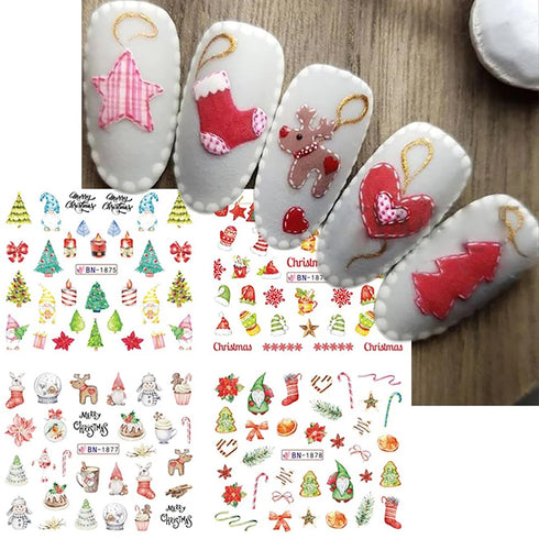 Christmas Nail Art Stickers 12 Sheets Christmas Nail Decals Water Transfer Nail Art Supplies Snowflakes Gnomes Christmas Tree Nail Designs Cute Wa...